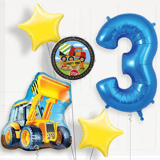 Construction Digger Helium Balloon Package 3rd Birthday - Number 3 | Small Indoor Plants