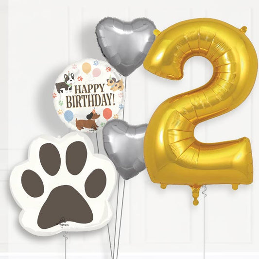 Dog Helium Balloon Package 2nd Birthday - Number 2 | Small Indoor Plants