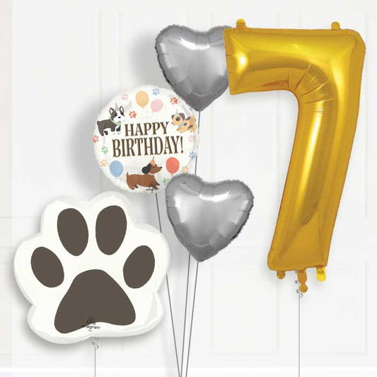 Dog Helium Balloon Package 7th Birthday - Number 7 | Small Indoor Plants