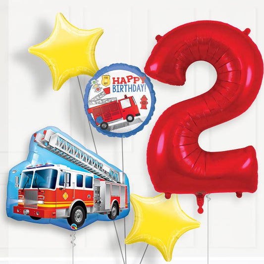 Fire Engine Helium Balloon Package 2nd Birthday - Number 2 | Small Indoor Plants