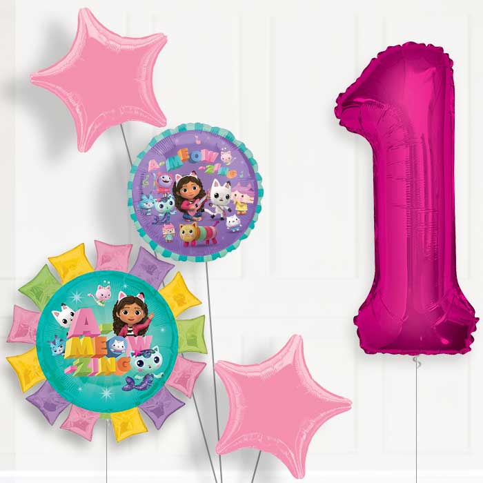 Gabbys Dollhouse Helium Balloon Package 1st Birthday - Number 1 | Small Indoor Plants