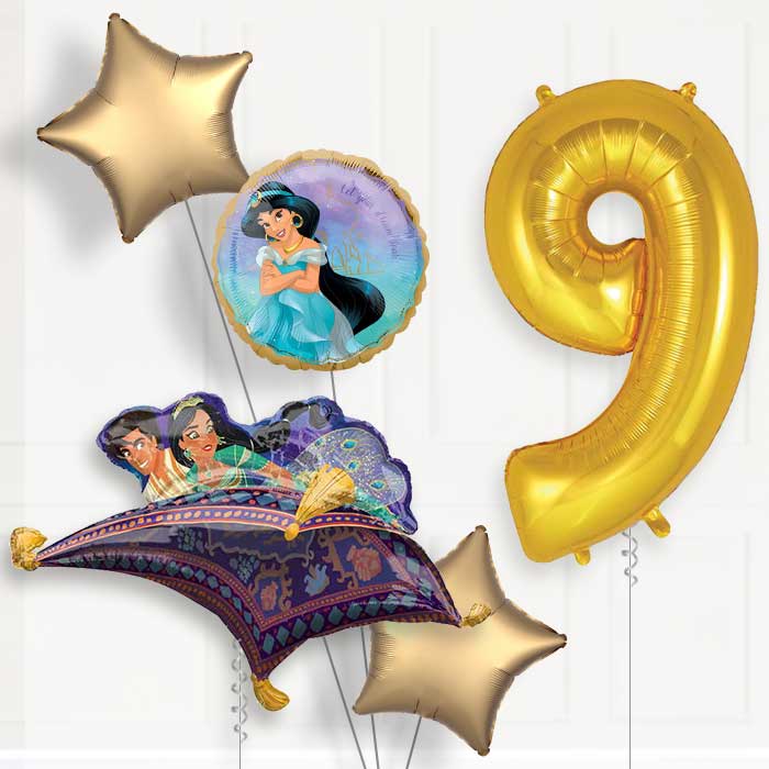 Princess Jasmine Helium Balloon Package 9th Birthday - Number 9 | Small Indoor Plants