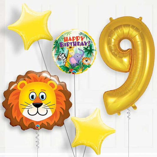 Lion Helium Balloon Package 9th Birthday - Number 9 | Small Indoor Plants