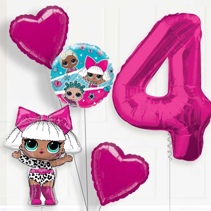 Lol Surprise Helium Balloon Package 4th Birthday - Number 4 | Small Indoor Plants