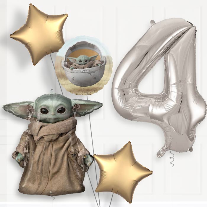 Mandalorian Helium Balloon Package 4th Birthday - Number 4 | Small Indoor Plants