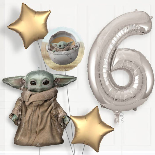 Mandalorian Helium Balloon Package 6th Birthday - Number 6 | Small Indoor Plants