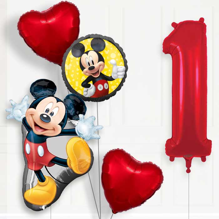 Mickey Mouse Helium Balloon Package 1st Birthday - Number 1 | Small Indoor Plants