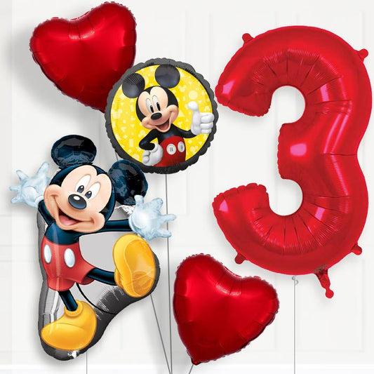 Mickey Mouse Helium Balloon Package 3rd Birthday - Number 3 | Small Indoor Plants