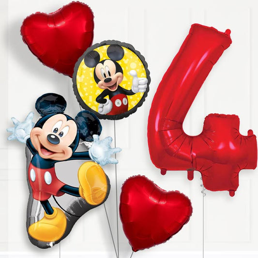 Mickey Mouse Helium Balloon Package 4th Birthday - Number 4 | Small Indoor Plants
