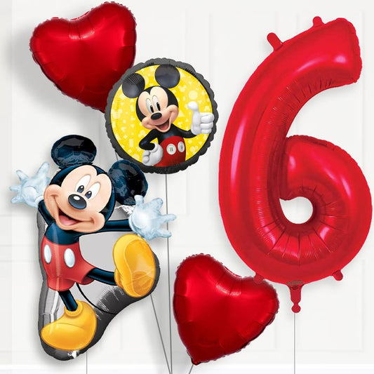 Mickey Mouse Helium Balloon Package 6th Birthday - Number 6 | Small Indoor Plants