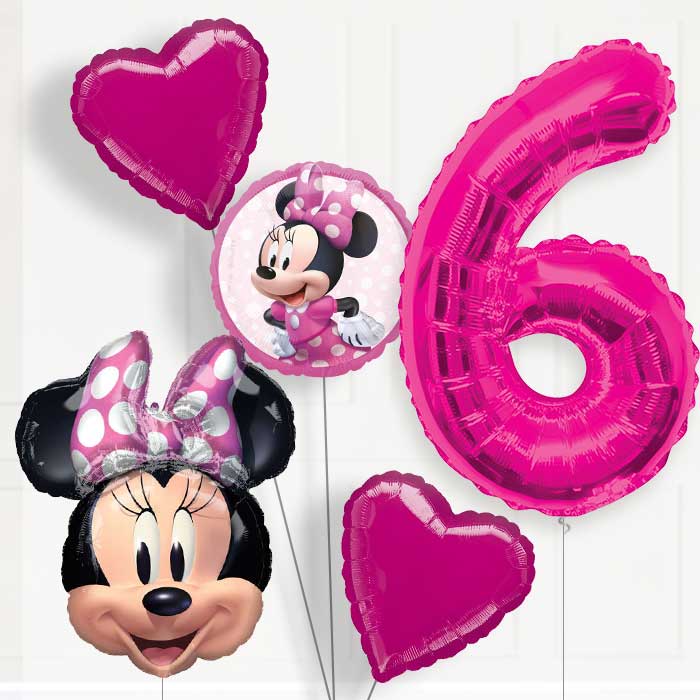 Minnie Mouse Helium Balloon Package 6th Birthday - Number 6 | Small Indoor Plants