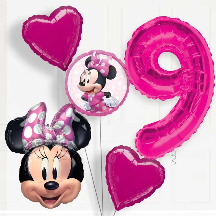 Minnie Mouse Helium Balloon Package 9th Birthday - Number 9 | Small Indoor Plants
