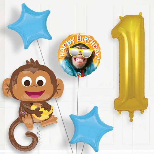 Monkey Helium Balloon Package 1st Birthday - Number 1 | Small Indoor Plants