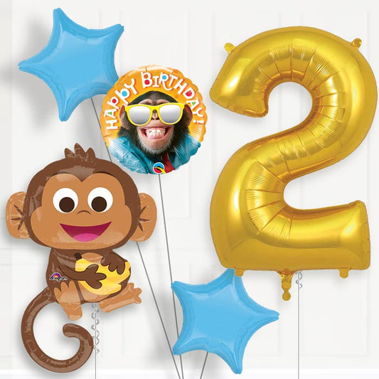 Monkey Helium Balloon Package 2nd Birthday - Number 2 | Small Indoor Plants