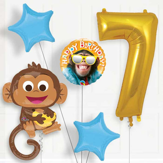 Monkey Helium Balloon Package 7th Birthday - Number 7 | Small Indoor Plants