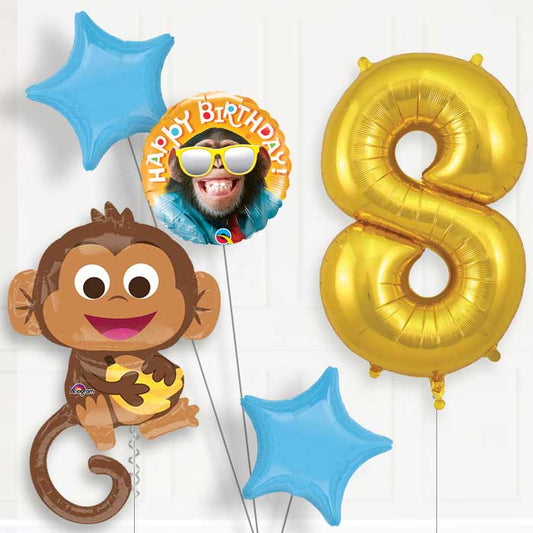 Monkey Helium Balloon Package 8th Birthday - Number 8 | Small Indoor Plants