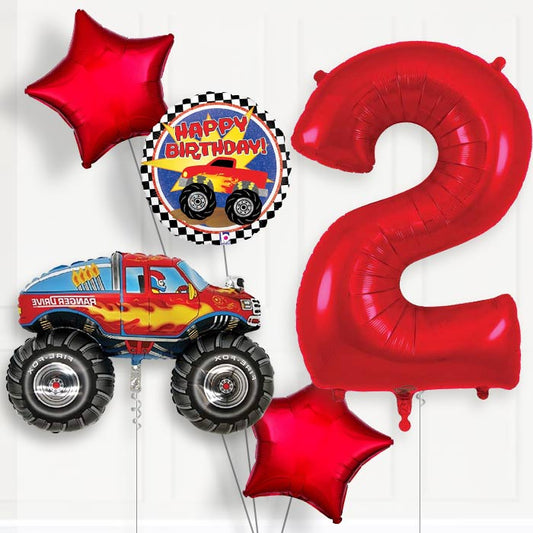 Monster Truck Helium Balloon Package 2nd Birthday - Number 2 | Small Indoor Plants
