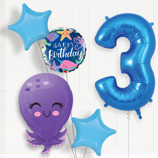 Octopus Helium Balloon Package 3rd Birthday - Number 3 | Small Indoor Plants