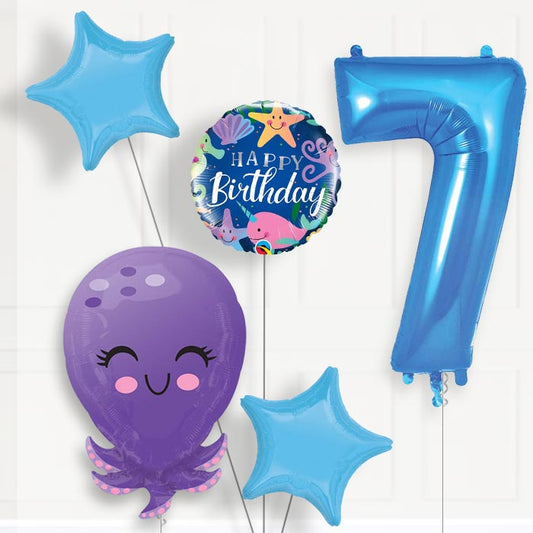 Octopus Helium Balloon Package 7th Birthday - Number 7 | Small Indoor Plants