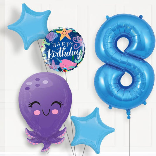 Octopus Helium Balloon Package 8th Birthday - Number 8 | Small Indoor Plants