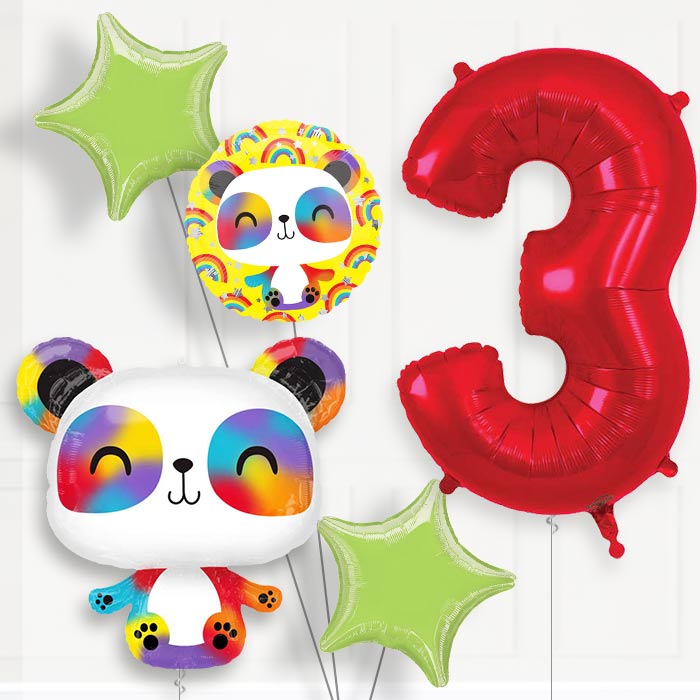 Panda Helium Balloon Package 3rd Birthday - Number 3 | Small Indoor Plants
