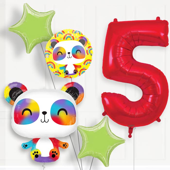 Panda Helium Balloon Package 5th Birthday - Number 5 | Small Indoor Plants