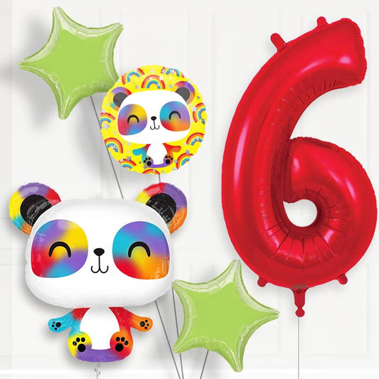 Panda Helium Balloon Package 6th Birthday - Number 6 | Small Indoor Plants