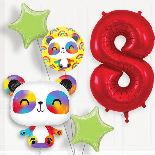 Panda Helium Balloon Package 8th Birthday - Number 8 | Small Indoor Plants
