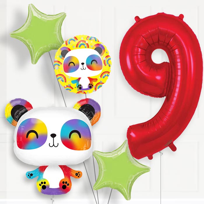 Panda Helium Balloon Package 9th Birthday - Number 9 | Small Indoor Plants
