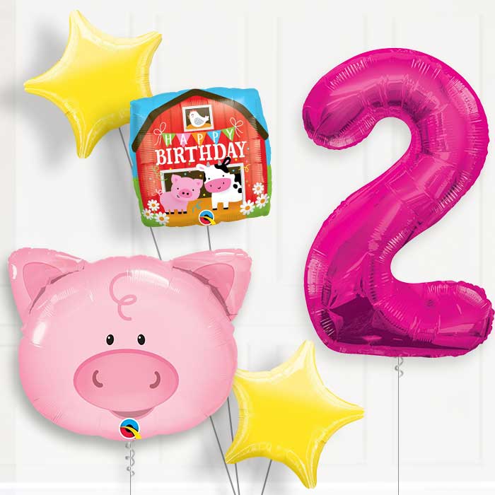 Pig Helium Balloon Package 2nd Birthday