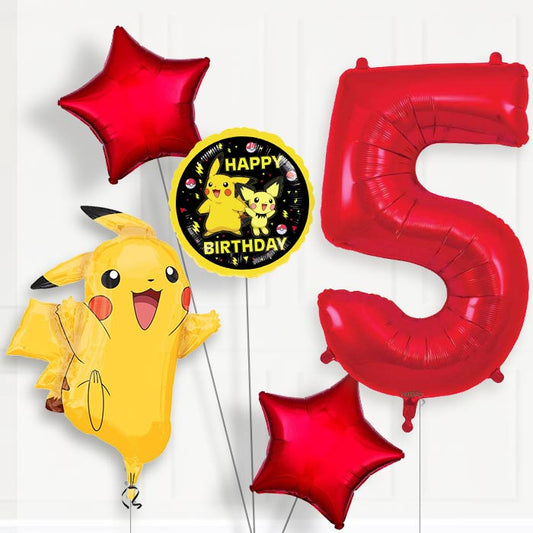 Pokemon Pikachu Helium Balloon Package 5th Birthday - Number 5 | Small Indoor Plants