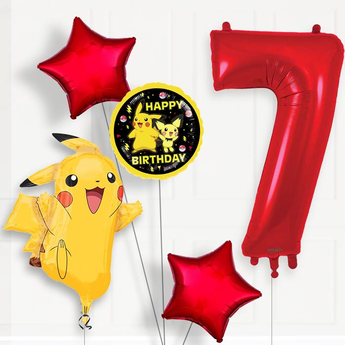 Pokemon Pikachu Helium Balloon Package 7th Birthday - Number 7 | Small Indoor Plants