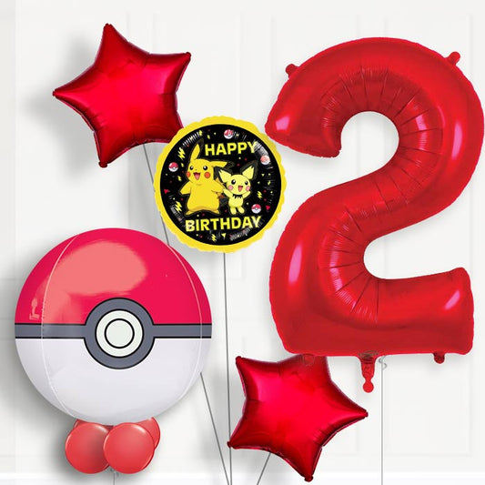 Pokemon Pokeball Helium Balloon Package 2nd Birthday - Number 2 | Small Indoor Plants