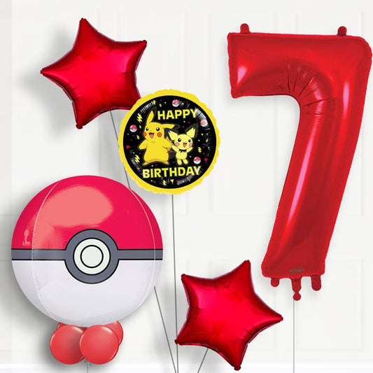 Pokemon Pokeball Helium Balloon Package 7th Birthday - Number 7 | Small Indoor Plants