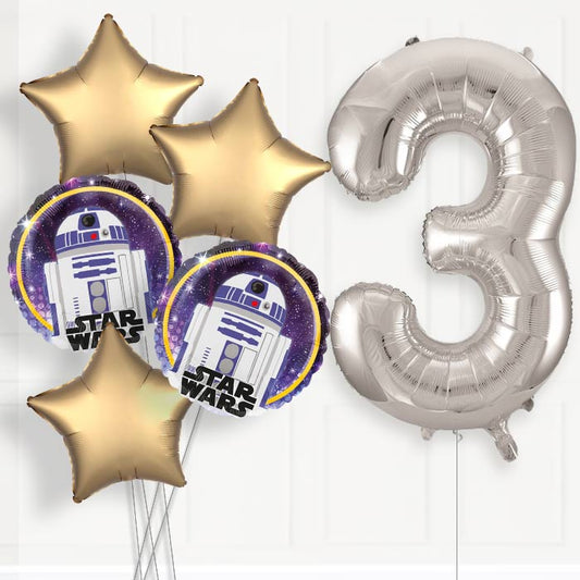 R2D2 Helium Balloon Package 3rd Birthday - Number 3 | Small Indoor Plants