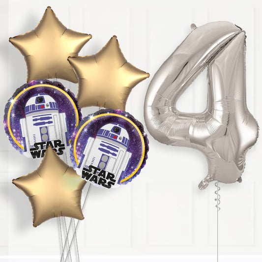 R2D2 Helium Balloon Package 4th Birthday - Number 4 | Small Indoor Plants