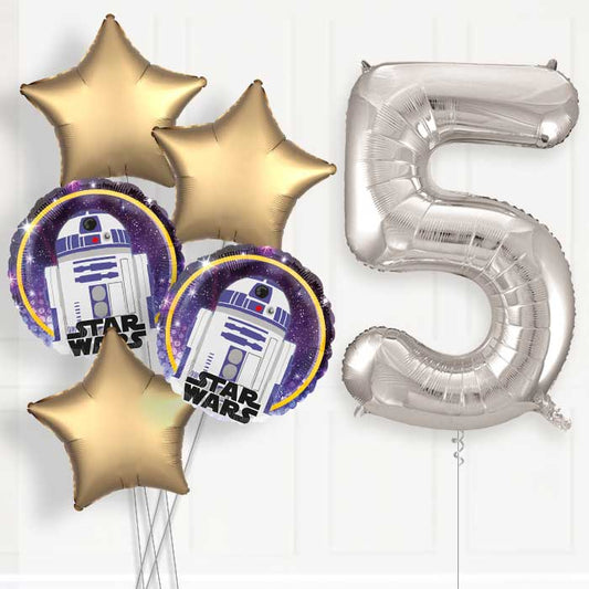 R2D2 Helium Balloon Package 5th Birthday - Number 5 | Small Indoor Plants