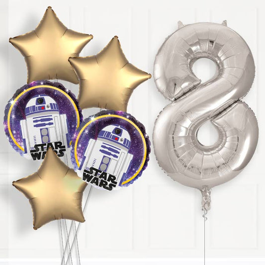 R2D2 Helium Balloon Package 8th Birthday - Number 8 | Small Indoor Plants