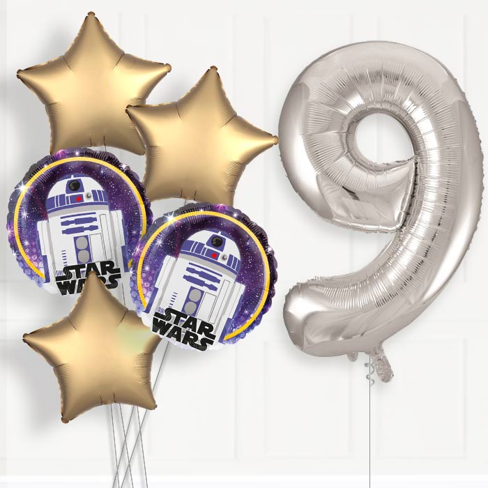 R2D2 Helium Balloon Package 9th Birthday - Number 9 | Small Indoor Plants
