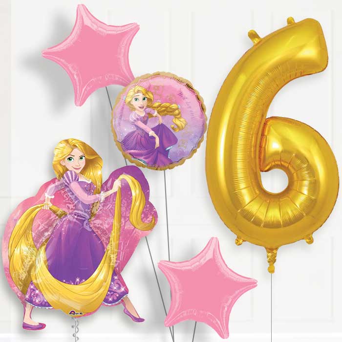 Rapunzel Helium Balloon Package 6th Birthday - Number 6 | Small Indoor Plants