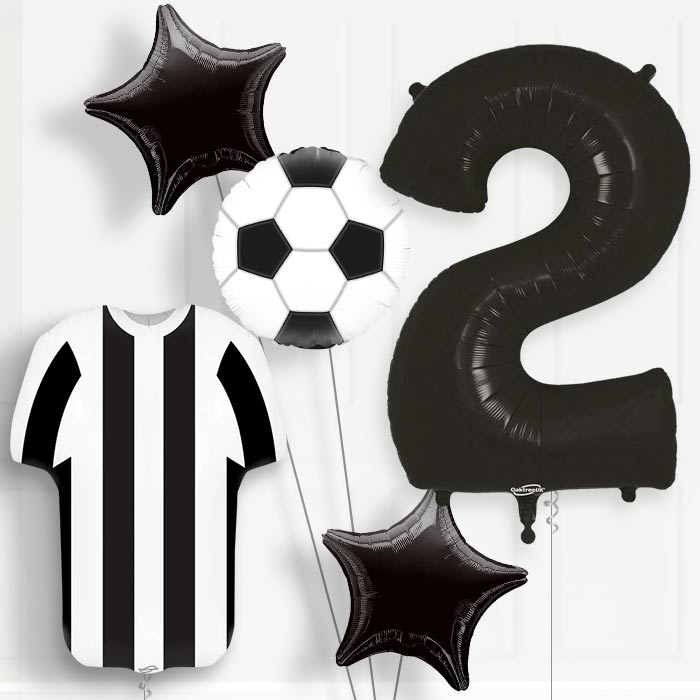 Black and White Football Shirt 2nd Birthday Balloon Package - Number 2 | Small Indoor Plants