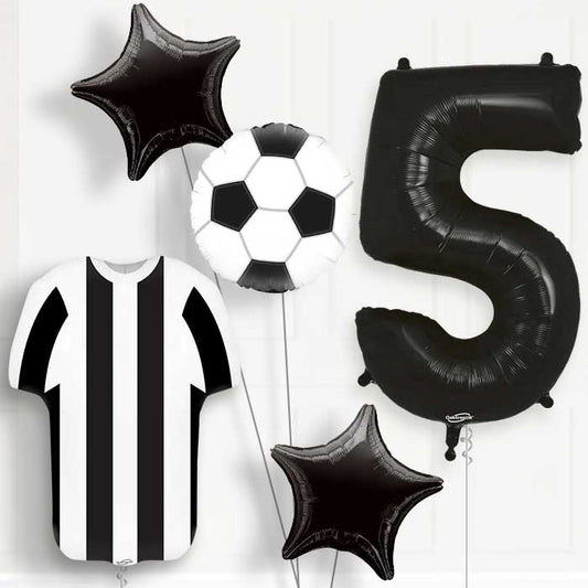 Black and White Football Shirt 5th Birthday Balloon Package - Number 5 | Small Indoor Plants