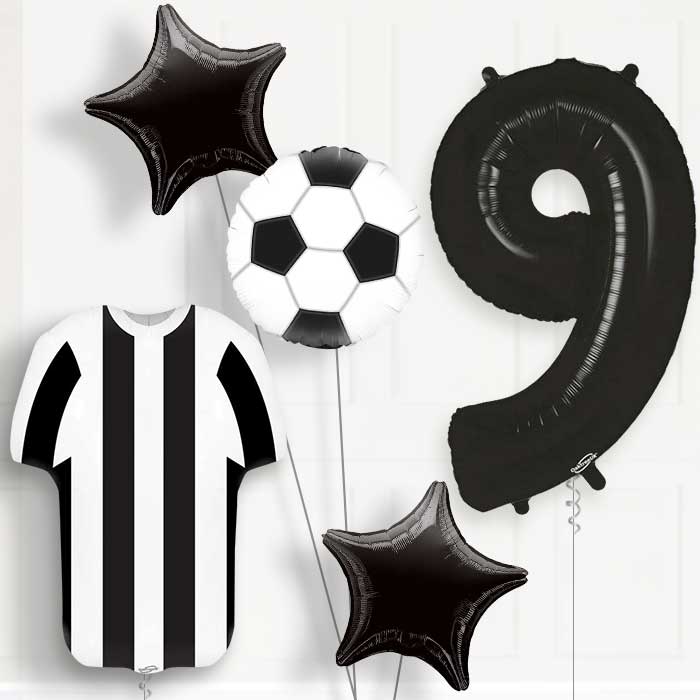 Black and White Football Shirt 9th Birthday Balloon Package - Number 9 | Small Indoor Plants