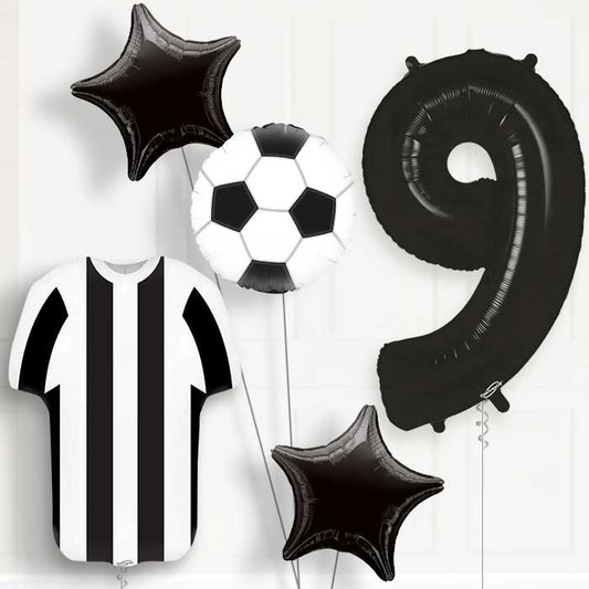 Black and White Football Shirt 9th Birthday Balloon Package - Number 9 | Small Indoor Plants