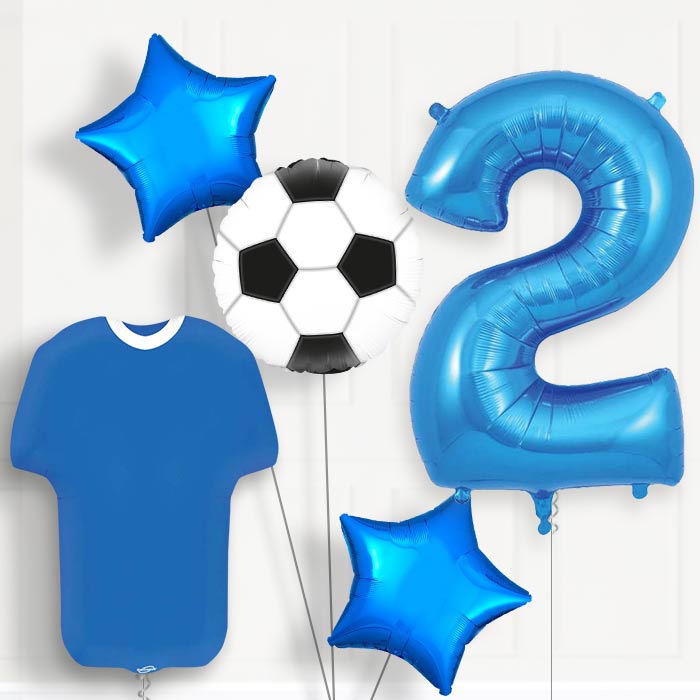 Blue Football Shirt 2nd Birthday Balloon Package