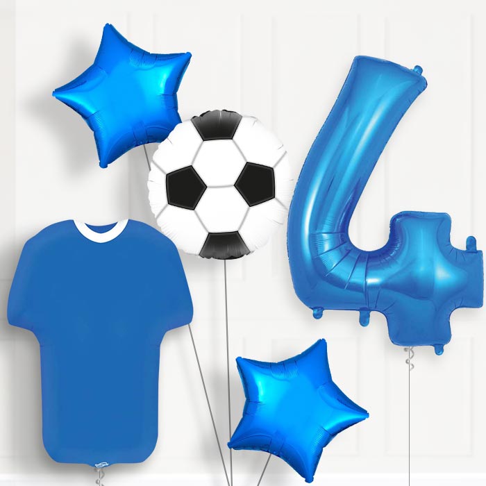 Blue Football Shirt 4th Birthday Balloon Package