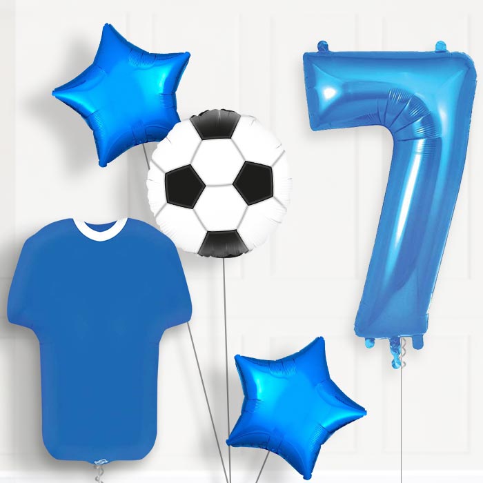 Blue Football Shirt 7th Birthday Balloon Package