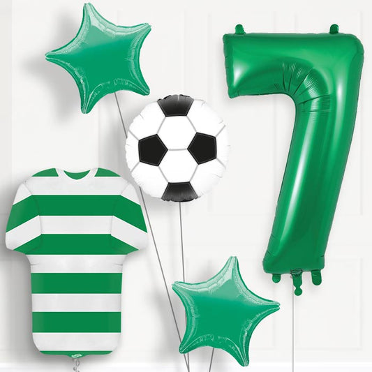 Green and White Hoop Football Shirt 7th Birthday Balloon Package - Number 7 | Small Indoor Plants