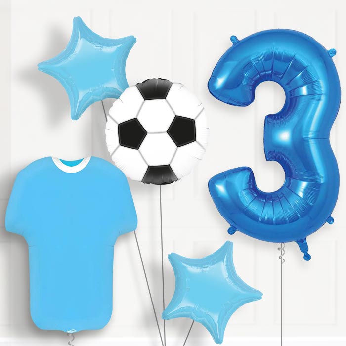 Blue Football Shirt 3rd Birthday Balloon Package - Default Title | Small Indoor Plants