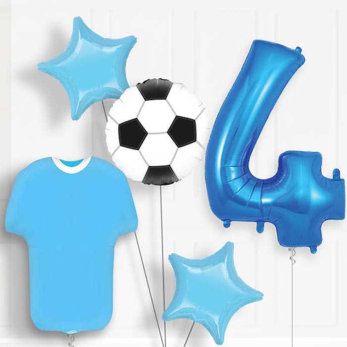 Blue Football Shirt 4th Birthday Balloon Package - Default Title | Small Indoor Plants